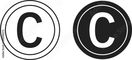 Copyright Symbol Variations Black and White Icons vector