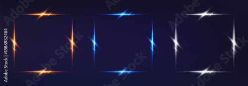 Abstract lights lines. Vector laser beams. Glowing streaks on dark background. Luminous neon lines isolated on trasparent backgound. 