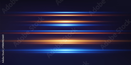 Abstract lights lines. Vector laser beams. Glowing streaks on dark background. Luminous neon lines isolated on trasparent backgound. 