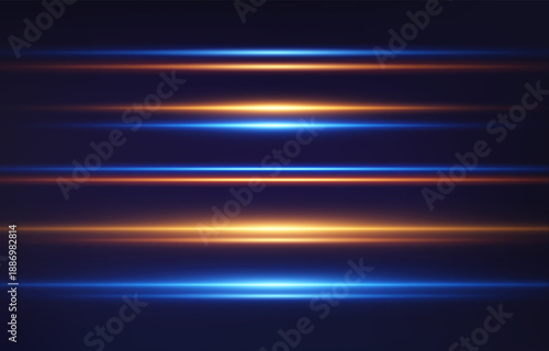 Abstract lights lines. Vector laser beams. Glowing streaks on dark background. Luminous neon lines isolated on trasparent backgound. 