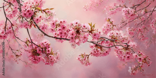 Beautiful nature pink cherry blossom (Sakura) background in spring
