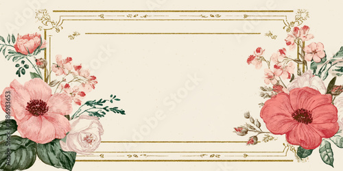 Blank greeting card mockup with floral design and ample space for text