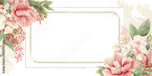 Blank greeting card mockup with floral design and ample space for text