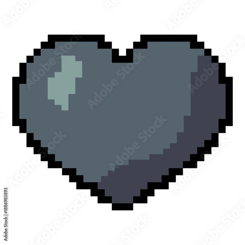 Vector Pixel Icon of Gray Heart