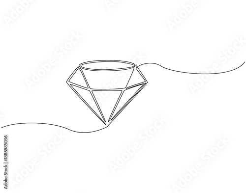 Continuous one line drawing of diamond. One line drawing illustration of luxury diamond. Rare jewelry concept single line. Editable outline