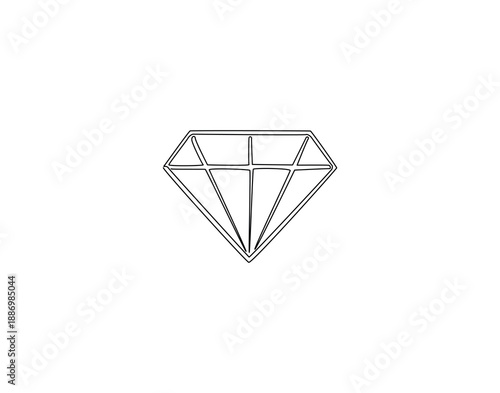 Continuous one line drawing of diamond. One line drawing illustration of luxury diamond. Rare jewelry concept single line. Editable outline