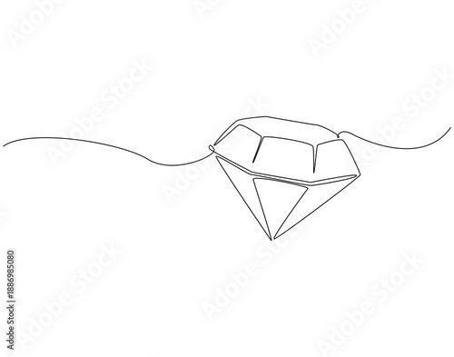 Continuous one line drawing of diamond. One line drawing illustration of luxury diamond. Rare jewelry concept single line. Editable outline