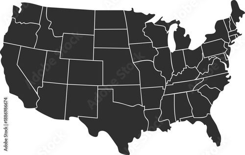 Minimalist United States Silhouette for Infographics, Education, and Logistics Data Visualization