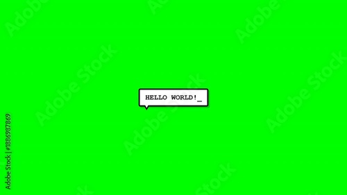 Retro 8-bit Pixel Art Speech Bubble Dialog Box Animation Green Screen 4K, Classic RPG style text dialog box animation with typewriter effect inside a pixelated speech bubble. Blank template overlay