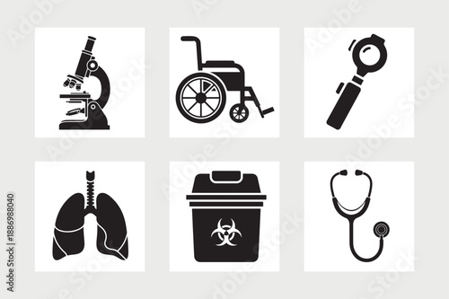  Medical and health care icons collection vector illustration.
