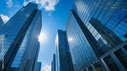 Wallpaper Mural Vibrant cityscape with sun reflecting on towering glass buildings during sunset urban skyline Torontodigital.ca