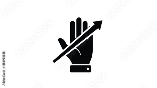 Hand gesture with an upward arrow passing through symbolizing growth, personal development, and breaking through limitations.