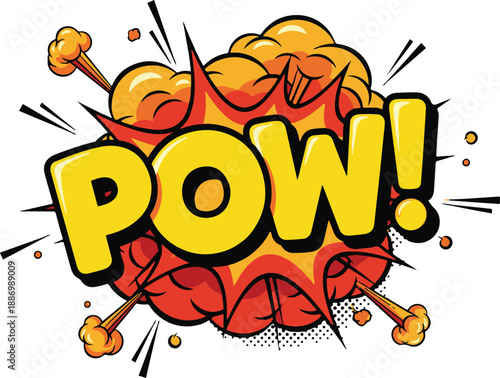 Comic POW Sound Effect Explosion Speech Bubble Pop Art Vector