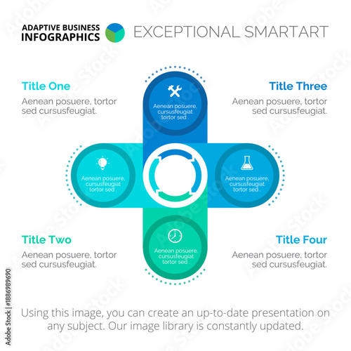 Four Step Circle Diagram Slide Template