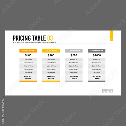 Pricing Table Slide Template