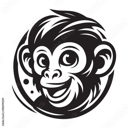 Black and White Monkey Silhouette Vector | Primate Art Graphic