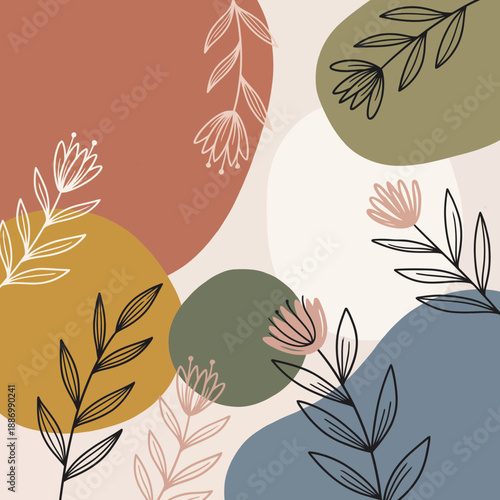 Modern Botanical Shadow Minimal Background