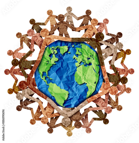 Youth Day Concept and Multicultural Society or Multiculturalism with ethnic groups and Global Unity or World diversity and earth day international culture as a concept of diversity and young people co