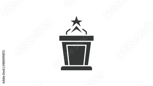 Official podium icon featuring a star emblem symbolizing high rank, achievement, excellence, and a prominent public speaker.