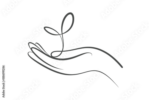 A gentle hand cradling a delicate seedling symbolizing new life