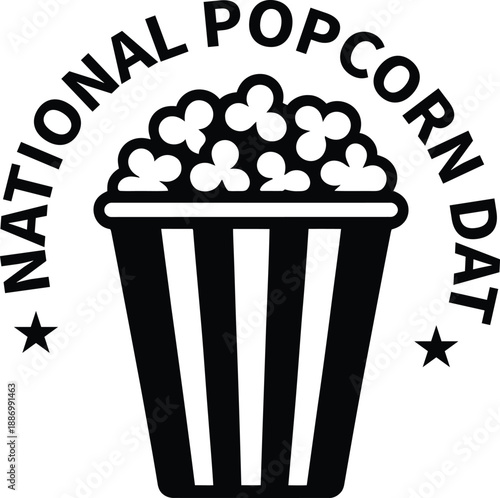 Classic striped popcorn bucket illustration for celebrating national popcorn day