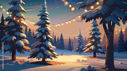 winter landscape with trees and snow