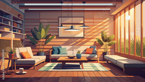 modern living room with fireplace