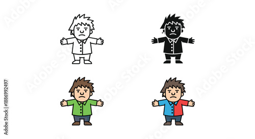 Cartoon character variations in different colors