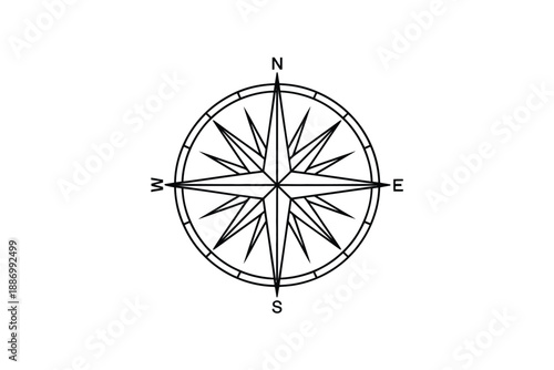 Simple compass rose illustration showing cardinal directions and intermediate points