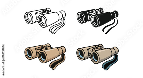 Different stages of binoculars drawing