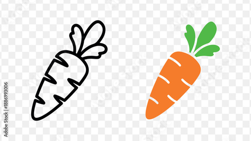 Vibrant carrot icons for healthy food branding and nutrition design isolated on Transparent Background