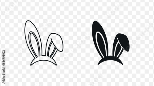 Bunny Ears Headband Illustrations for Easter or Cosplay isolated on Transparent Background