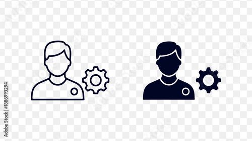 Vector teamwork or collaboration icons, gear or cogwheel symbols, for business or workflow concept, illustration for website or presentation isolated on Transparent Background