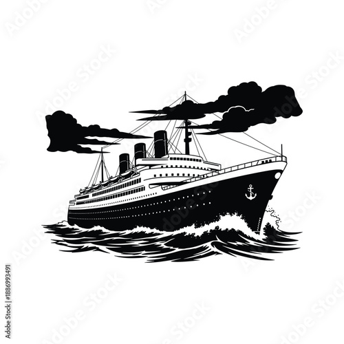 Vintage Ocean Liner Illustration