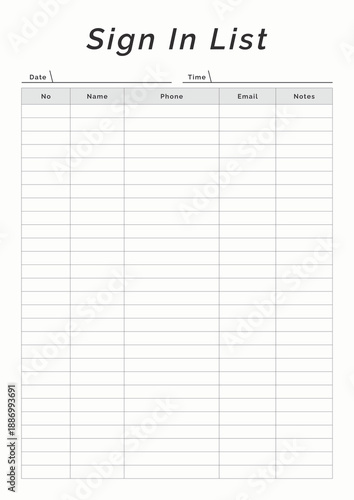 Sign In List