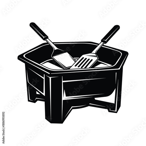 Grill Tools in Bucket Illustration