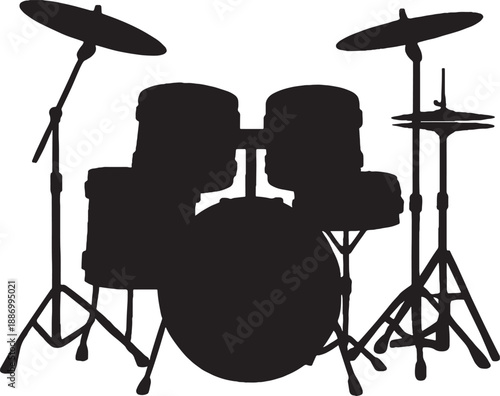 Black Silhouette of a Drum Set