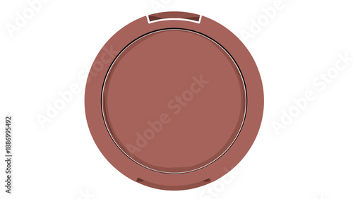 Top down view of a round brown cosmetic container or compact is shown as a clean vector illustration on a white background for product design.