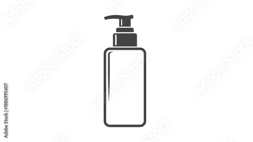 Simple black and white vector icon of a cosmetic pump dispenser bottle suitable for soap, lotion, or hand sanitizer product packaging designs.