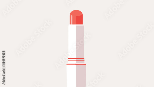 Stylized illustration of a pink lipstick or lip balm tube with a cap removed showing the colorful cosmetic product inside for beauty branding.