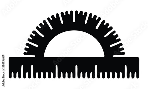 Simple black silhouette of a protractor and ruler icon