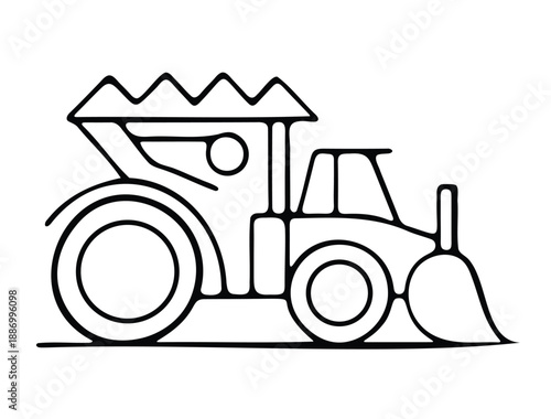 Wheel Loader Line Art Icon Construction Machinery Illustration