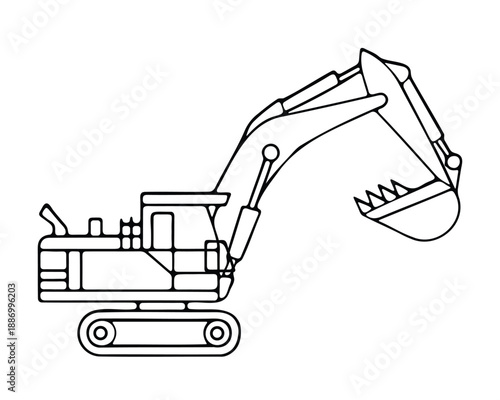 Excavator Line Icon Construction Machinery Illustration