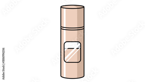 Beige cosmetic bottle with a transparent window showing the liquid product level inside suitable for foundation or concealer packaging concepts.