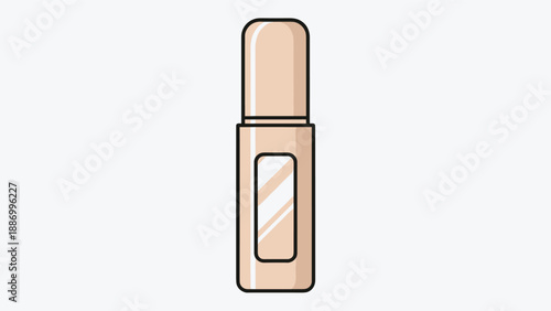 Compact beige bottle featuring a clear viewing window for displaying liquid cosmetic products like foundation or concealer in a flat vector style.