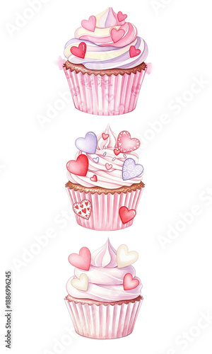 Cupcake isolated, cupcake collection, Collection set of sweet cupcakes isolated