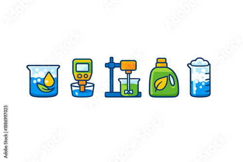 Science tools for experimenting with liquids and measuring substances in a laboratory setting