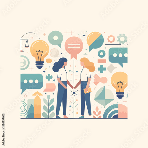 communication and equality flat conceptual people illustration