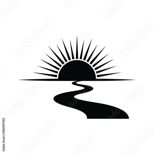 Serene Sunset Landscape Vector Illustration