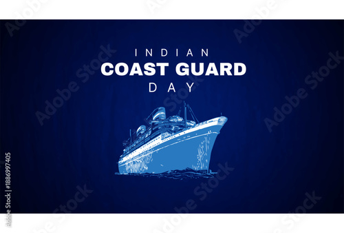 Indian Coast Guard Day February 1st. Creative Social Media Design Template Vector